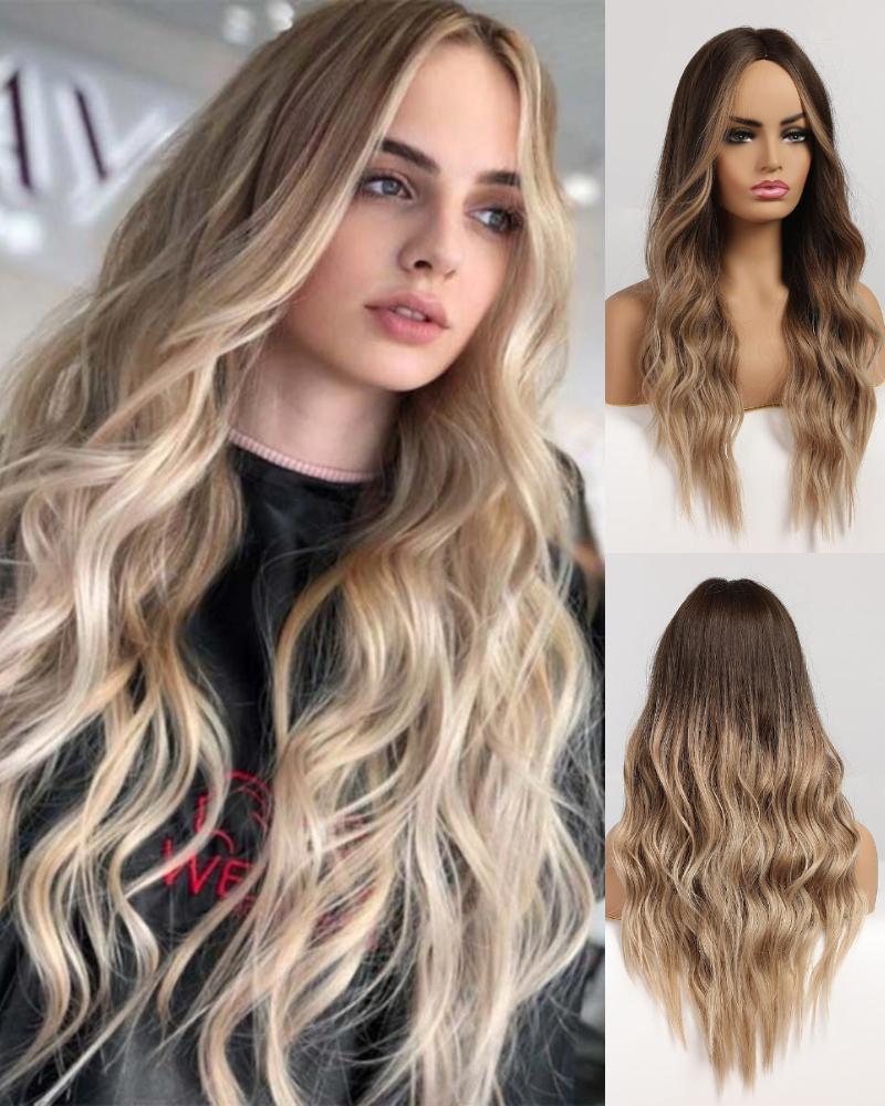 

Long Water Wave Hair Wigs Ombre Synthetic Hair Wigs, Style1
