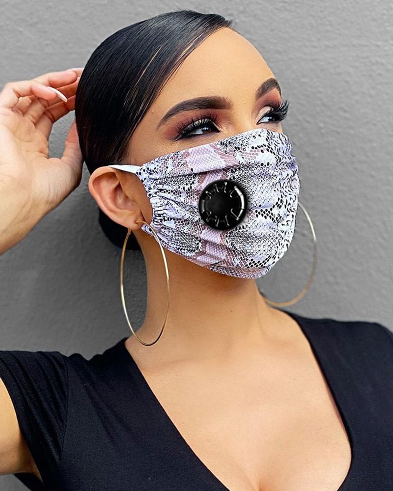 

Snakeskin Print Breathing Washable Valve Face M .a. s. k (2 filters as gift, Light purple