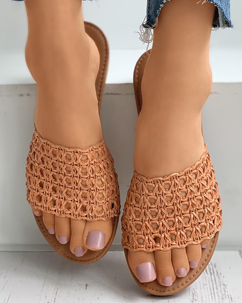 

Braided Detail Hollow Out Sliders, Brown