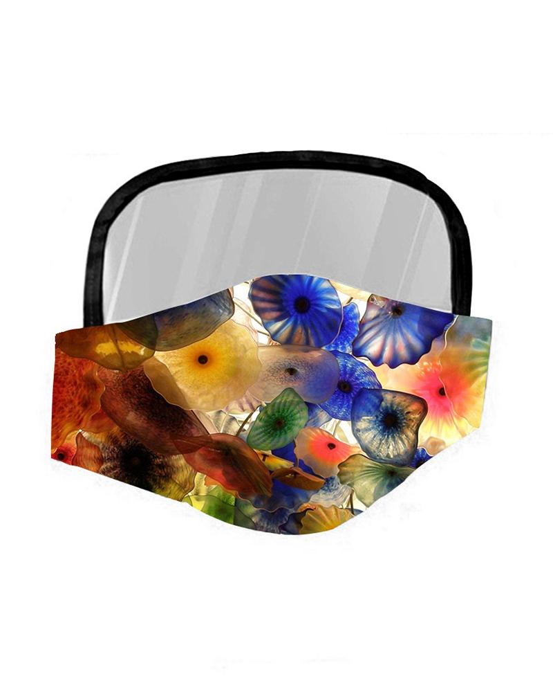 

Floral Print Breathable Mouth Mask With Eyes Shield, Brown
