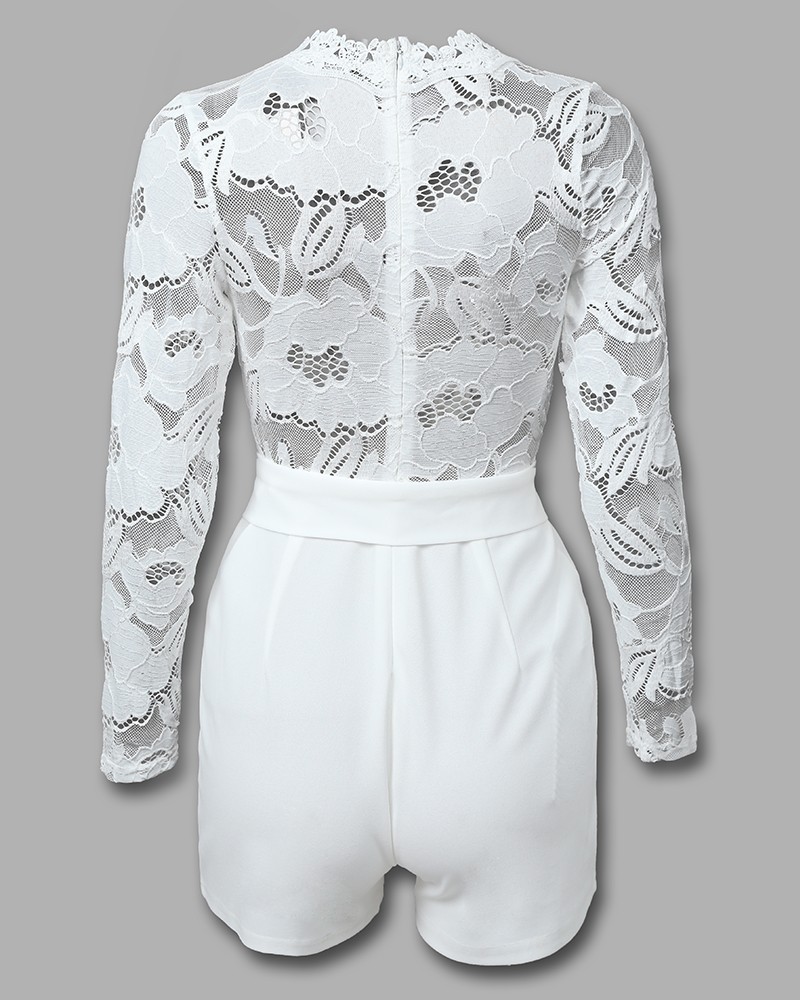 plunge lace bodice insert jumpsuit