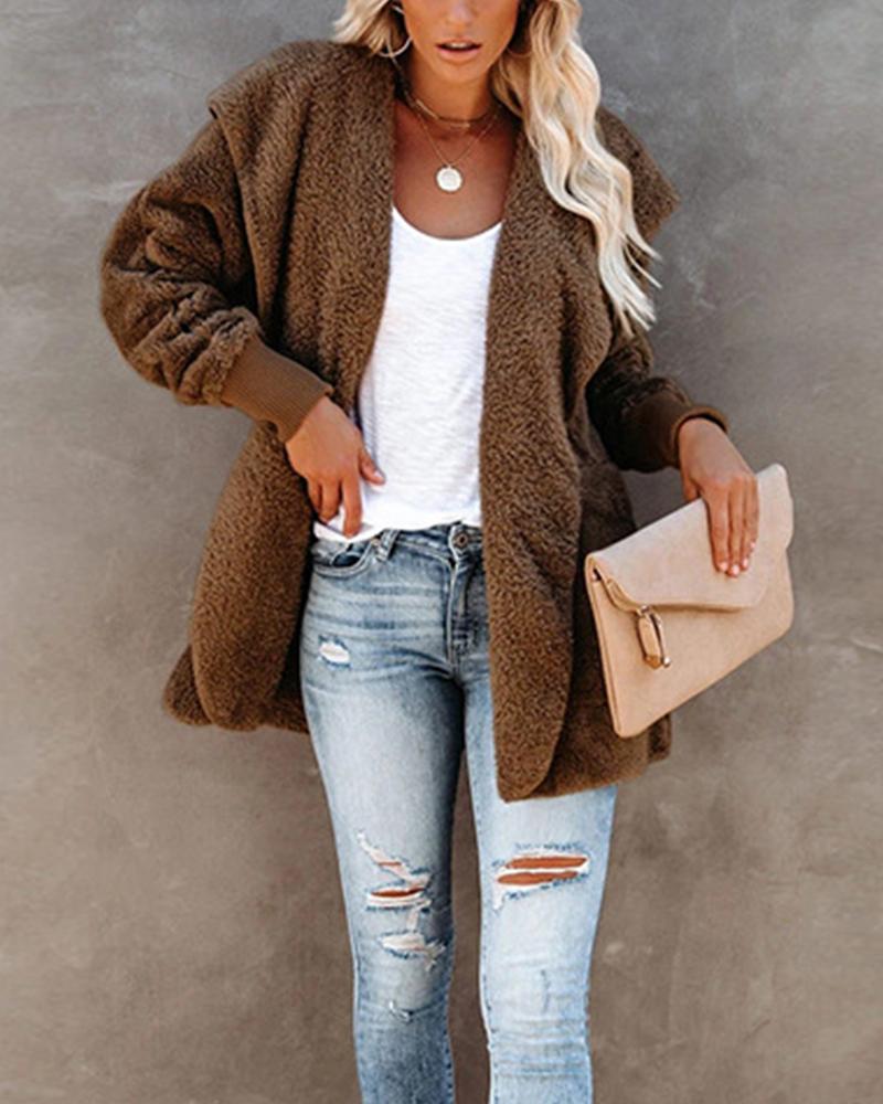 

Faux Shearling Shaggy Oversized Teddy Coats, Khaki