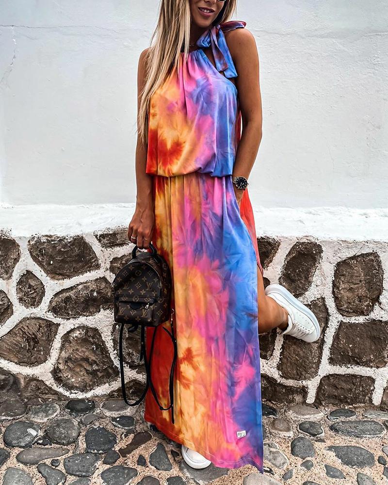 

Tie Dye Sleeveless Maxi Dress, Multicolor