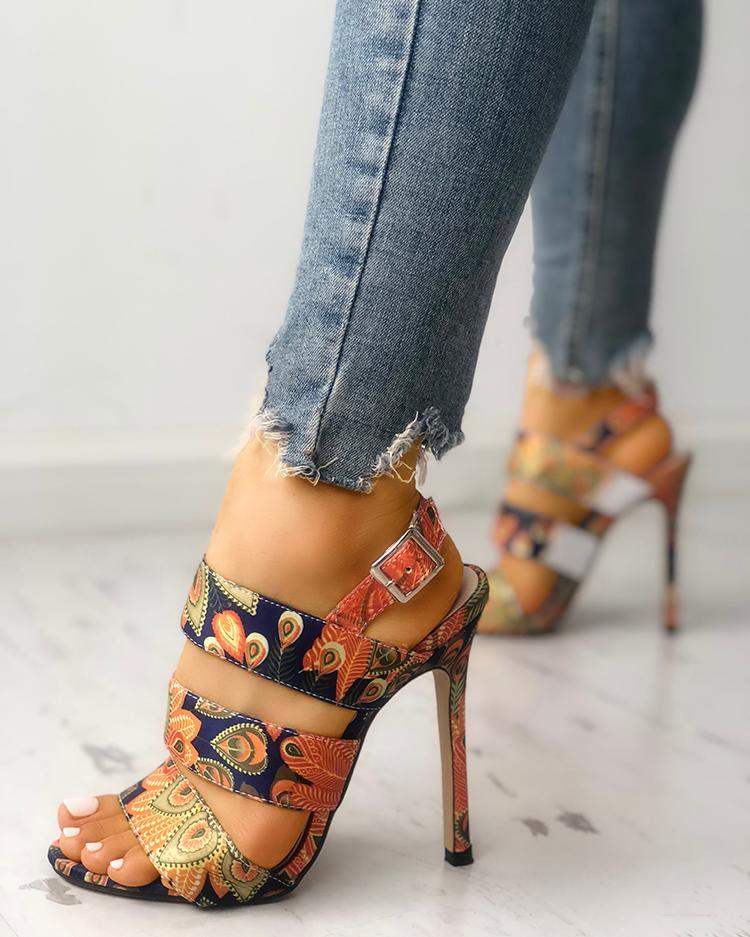 peacock heels with feathers