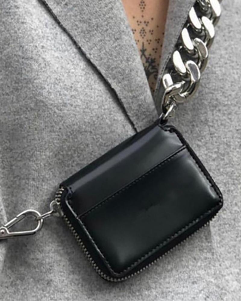 

Mini PU Chain Crossbody Bag, Black