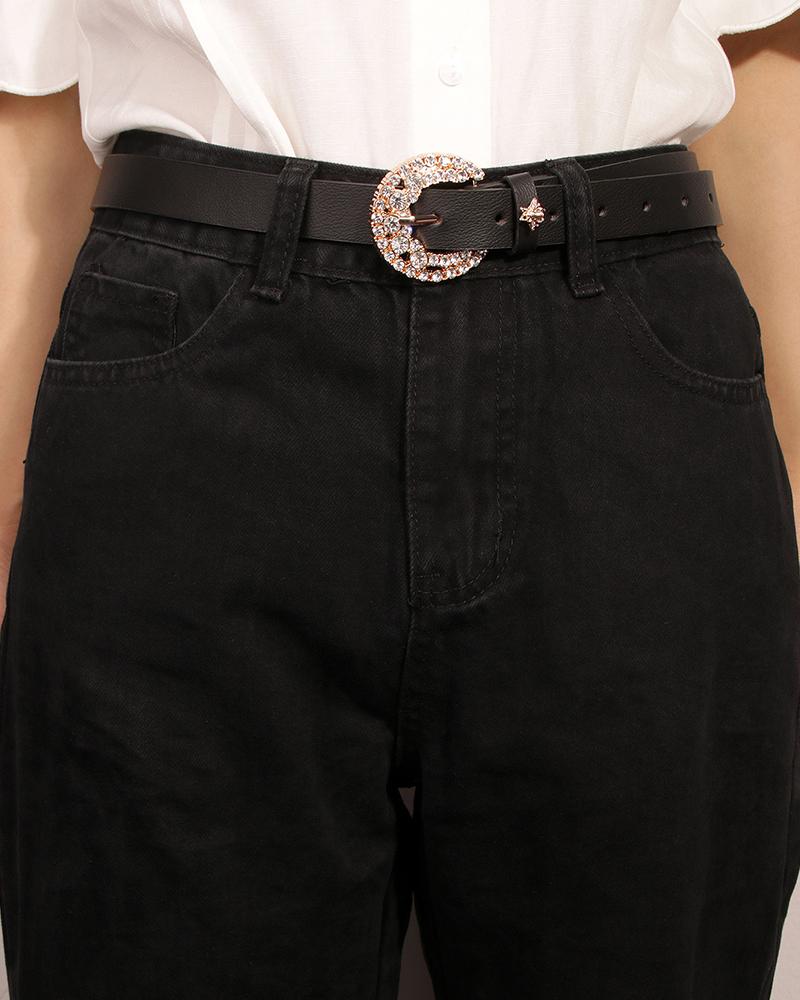 

Solid Color Bee diamond belt, Black