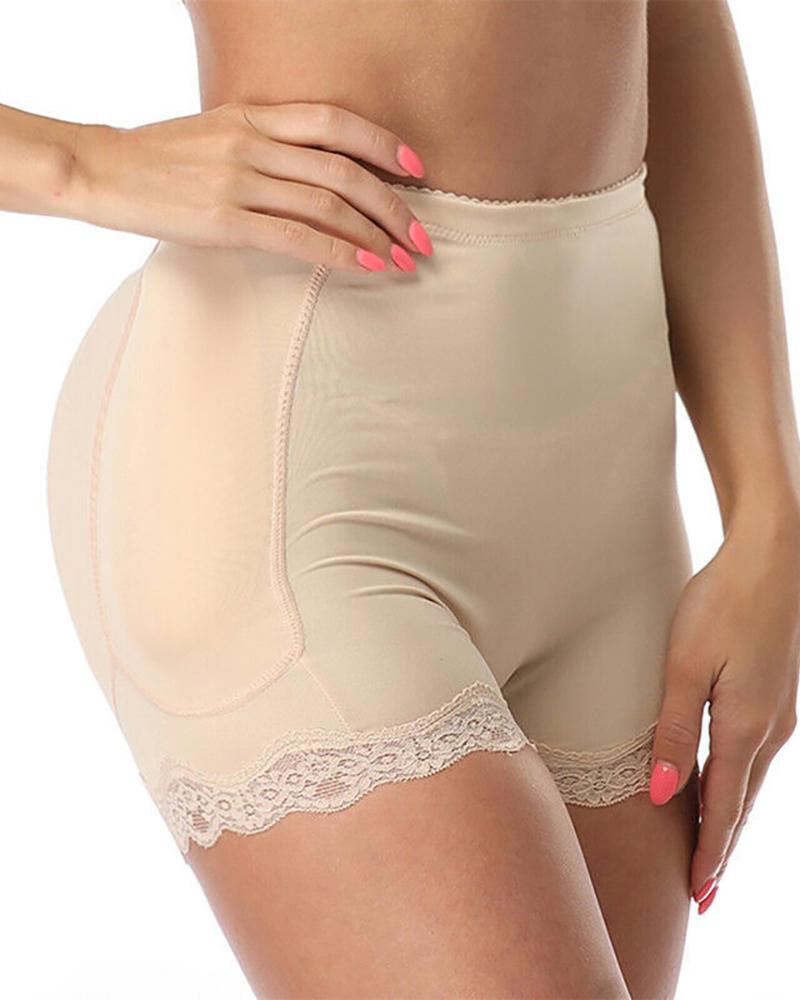 

Lace Trim Buttocks Lifter Shapewear Panties Padded Butt Shapers Underwear, Nude