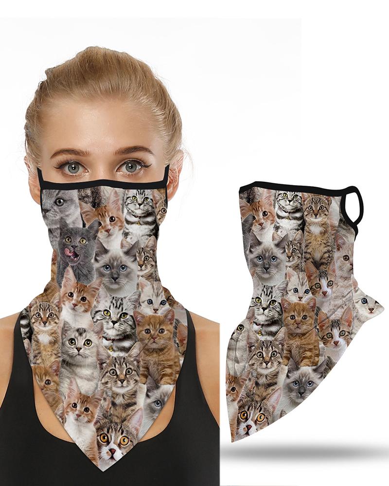 

Cats Print Breathable Ear Loop Face Cover Windproof Motorcycling Dust Outdoors, Multicolor