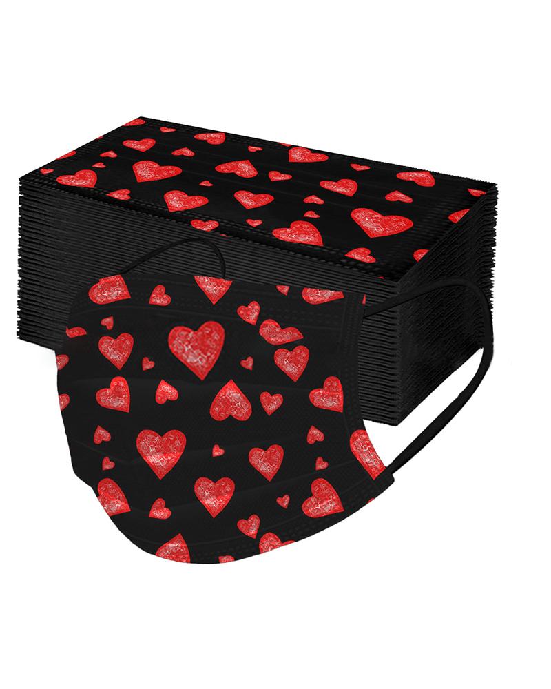 

Valentine's Day Heart Print Disposable Face Mask, Style3