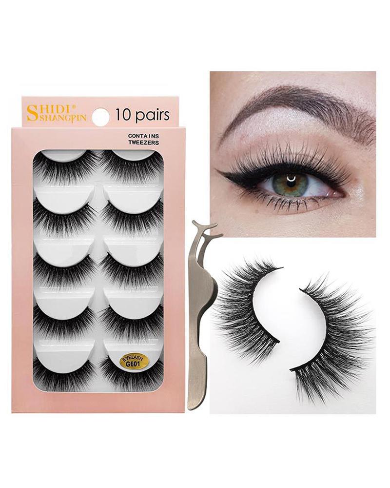 

10Pairs Natural Curly False Eyelashes With 1PCS Clip, Style1