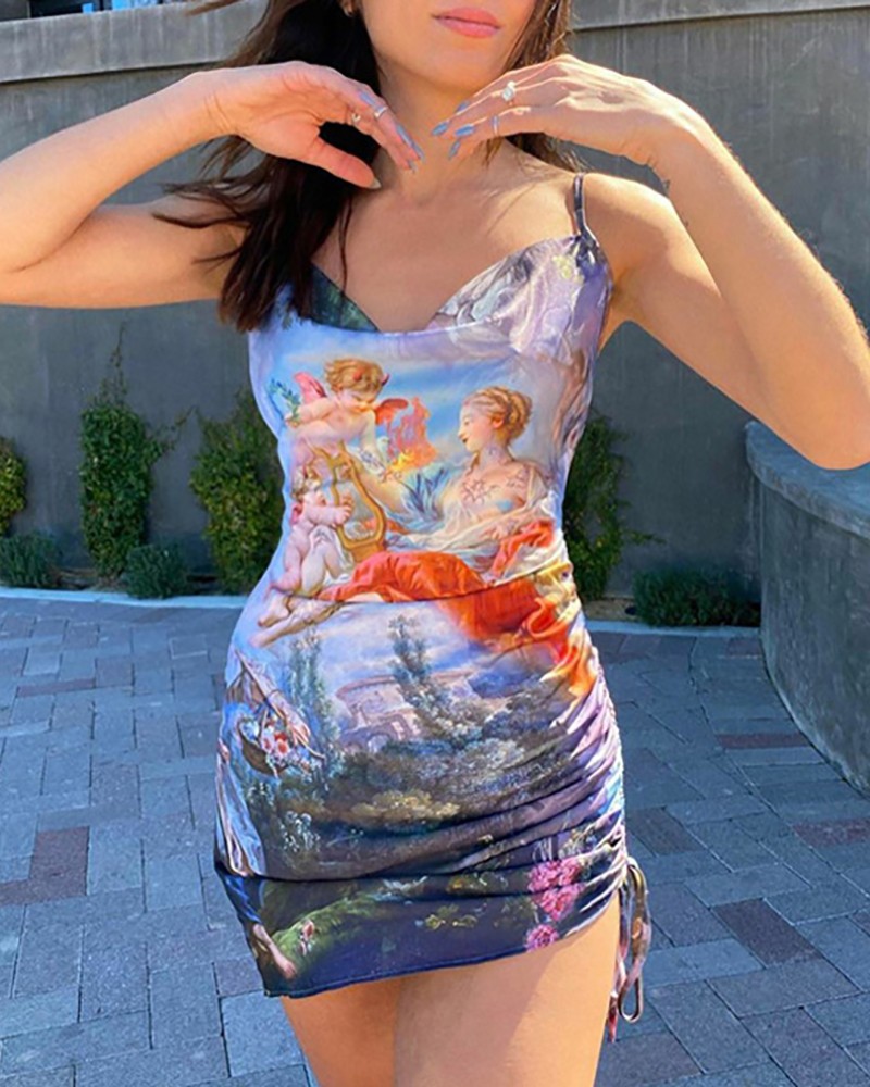 drawstring bodycon dress