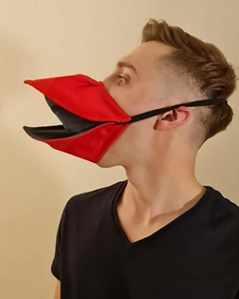 

Bird Mouth Pattern Breathable Face Mask, Red