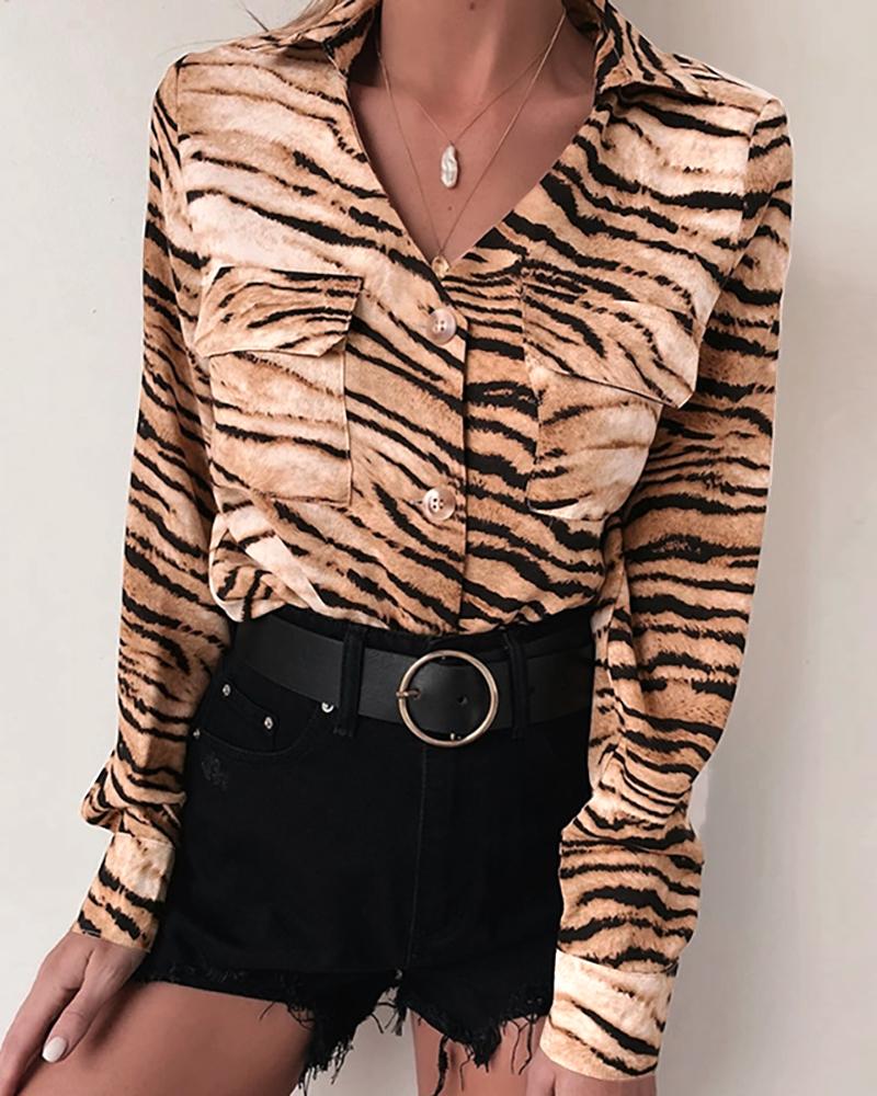 

Zebra Pattern Long Sleeve Shirt, Yellow