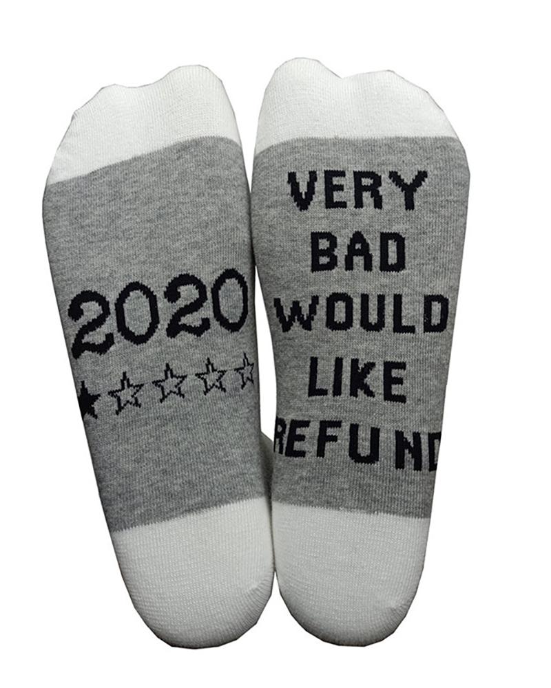 

1Pair Letter Print Colorblock Socks, White