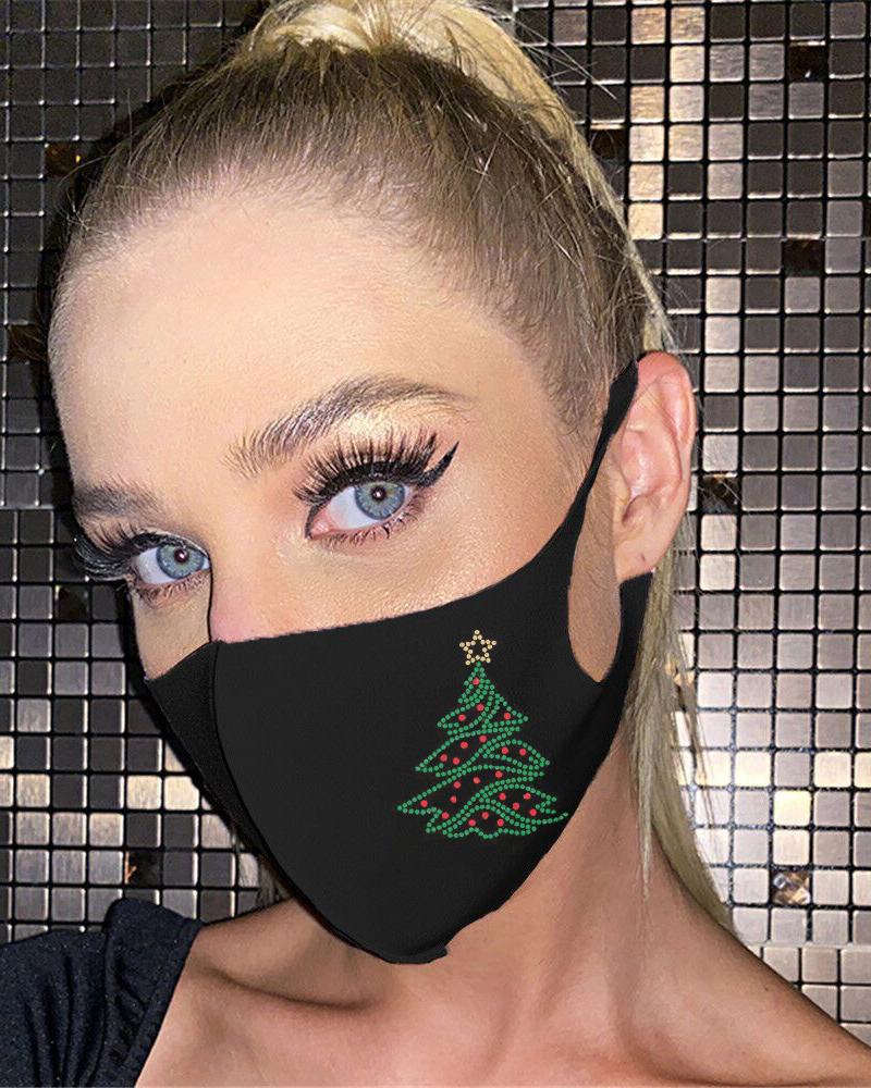 

Christmas Pattern Studded Breathable Face Mask, Style3