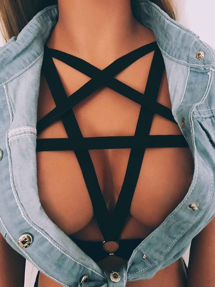 

Sexy O-ring Caged Bra Bandage Intimates Lingerie, Black
