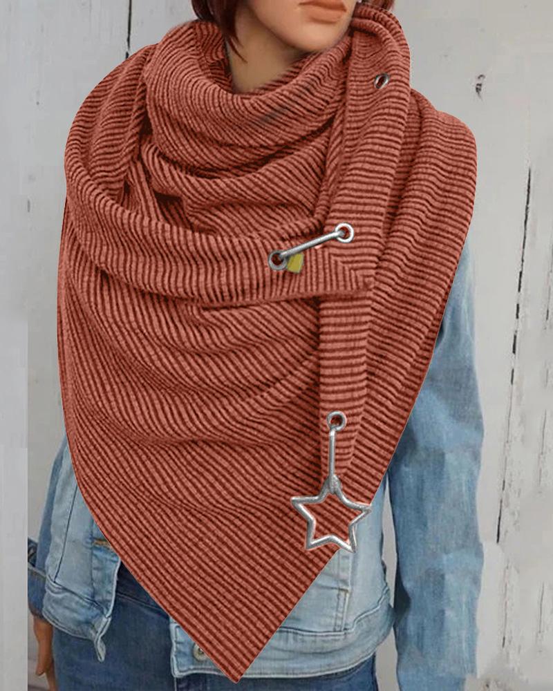 

Plain O Ring Star Decor Warm Scarf, Orange