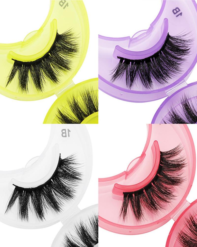 

1Pair 3D Natural Thick Fake Eyelashes With Case(Case Colors Sent Randomly, Style1