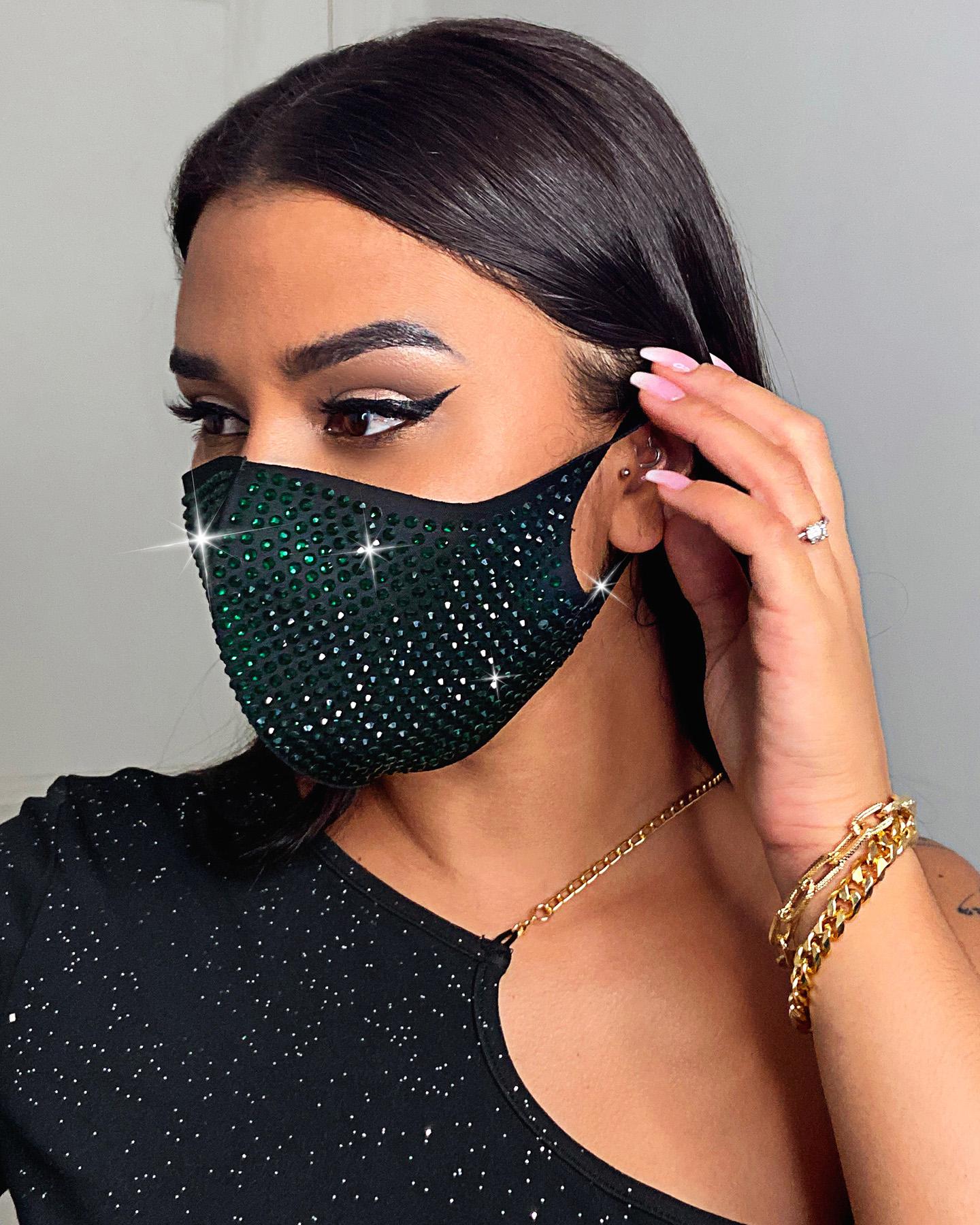 

Studded Glitter Breathable Ear Loop Mouth Mask Reusable, Black