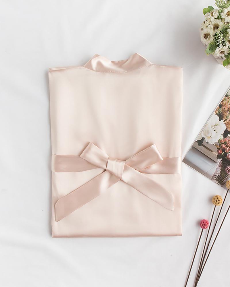 

Plain Satin Wedding Bridesmaid Bride Robe, Champagne