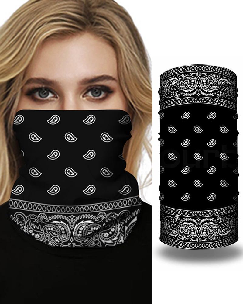 

Print Breathable Face Bandana Magic Scarf Headwrap Balaclava, Black