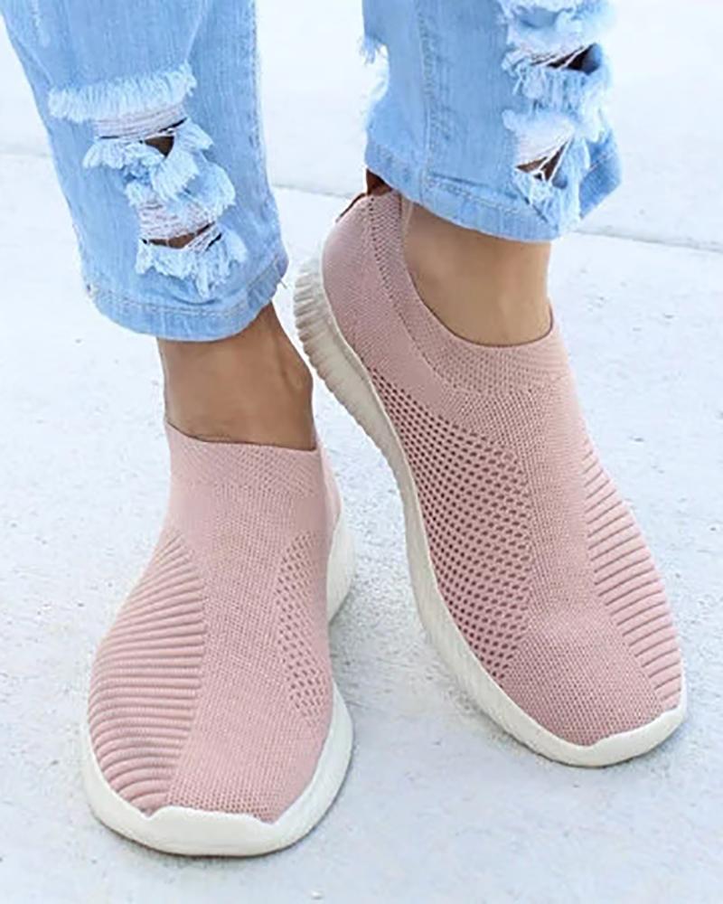 

Net Surface Breathable Knitting Shoes, Pink