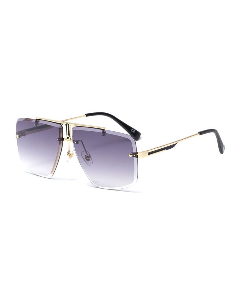 

Colorblock Square Frame Anti-uv Sunglasses, Gray