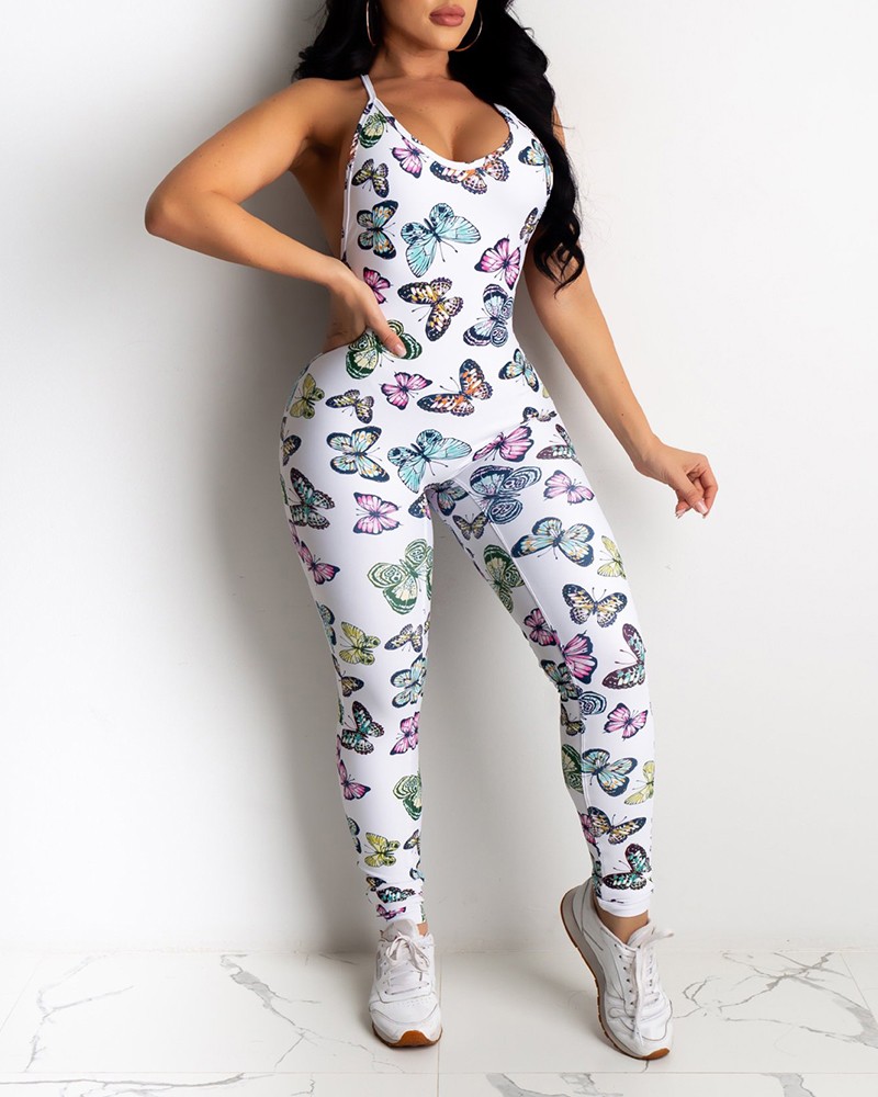 butterfly print jumpsuit