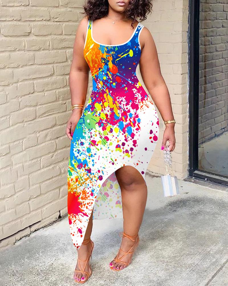 

Colorblock Slit Maxi Dress, White