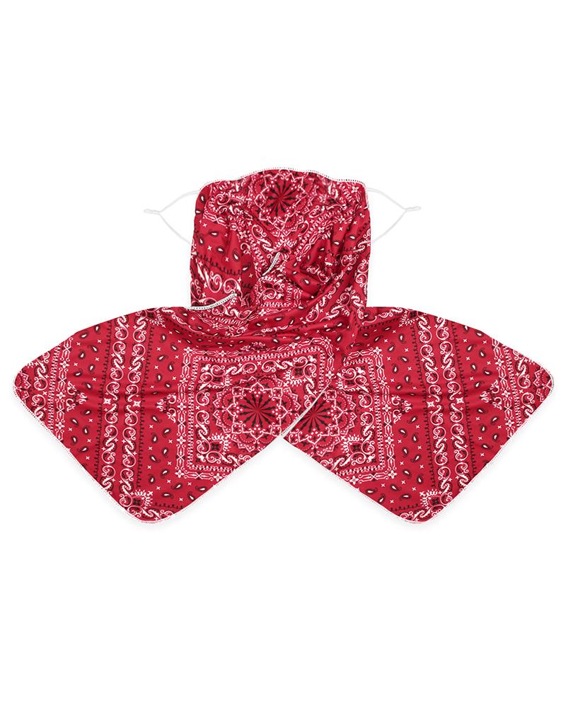 

Snakeskin / Floral / Paisley Print Breathable Scarf Face Mask, Wine red