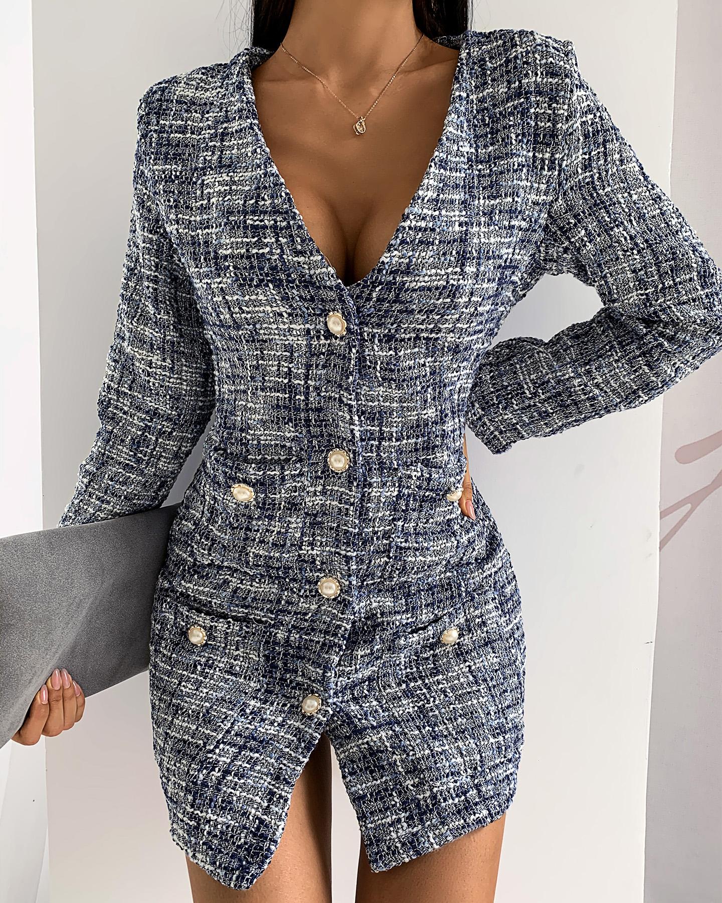 

Rove Single Breasted Long Sleeve Blazer Dress, Multicolor