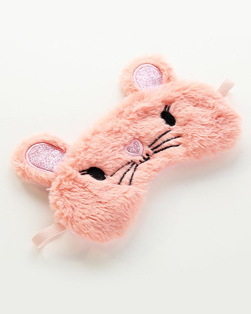 

1PCS Animal Pattern Ear Design Fluffy Eye Cover, Pink