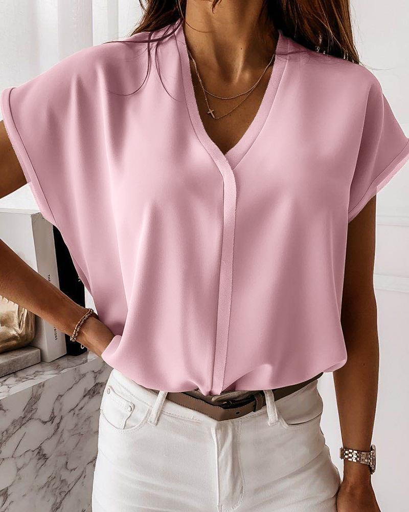 

Batwing Sleeve Casual Blouse, Pink