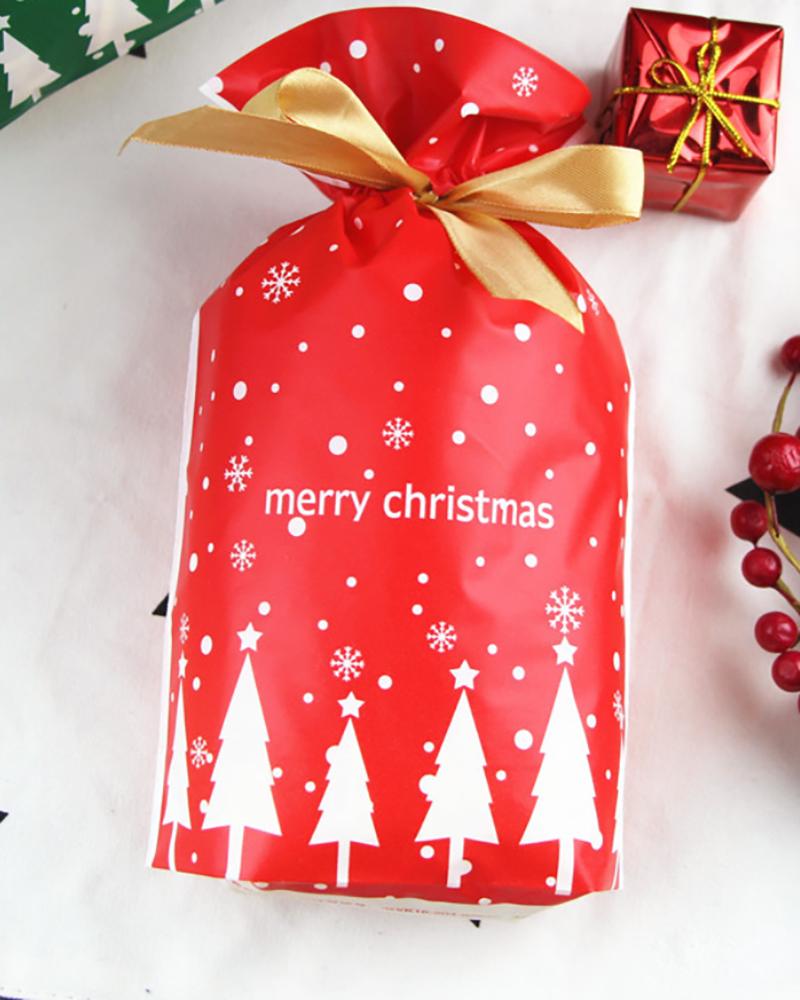 

Set Christmas Pattern Packaging Bag, Red