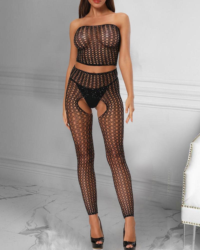 

Bandeau Studded Cutout Jumpsuit, Black