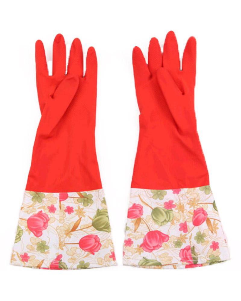 Floral Cotton Lined Rubber Gloves