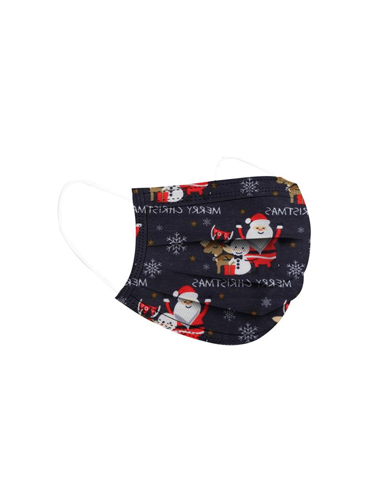 

Set Christmas Print Disposable Face Mask, Black