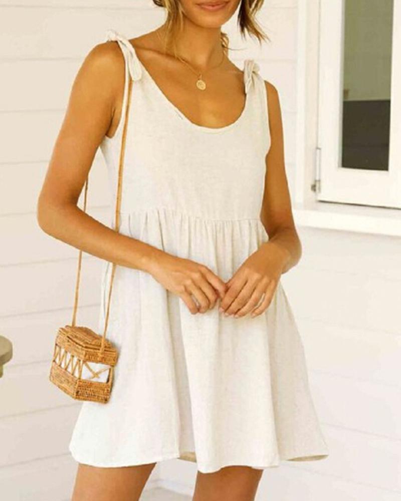 

Tied Detail Sleeveless Casual Dress, White