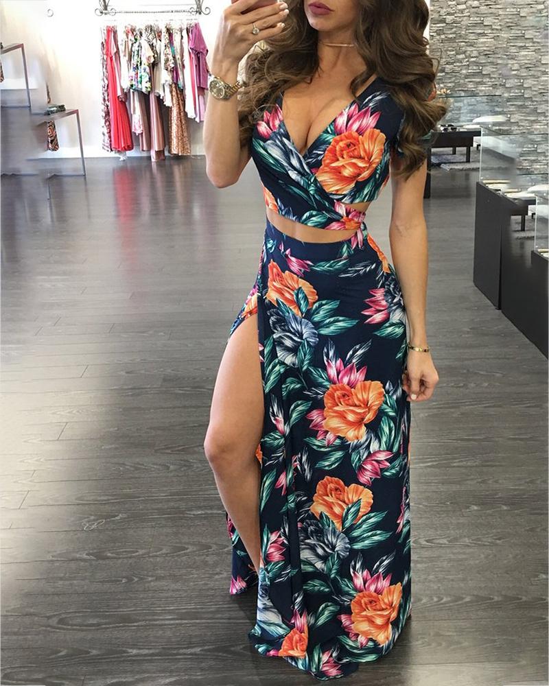 two piece floral dress