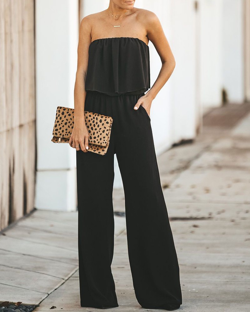 wide leg tube jumpsuit