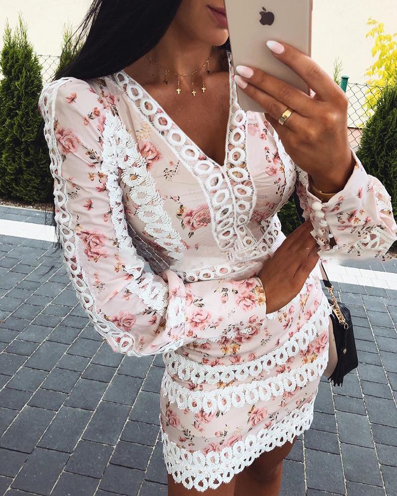floral print lace dress