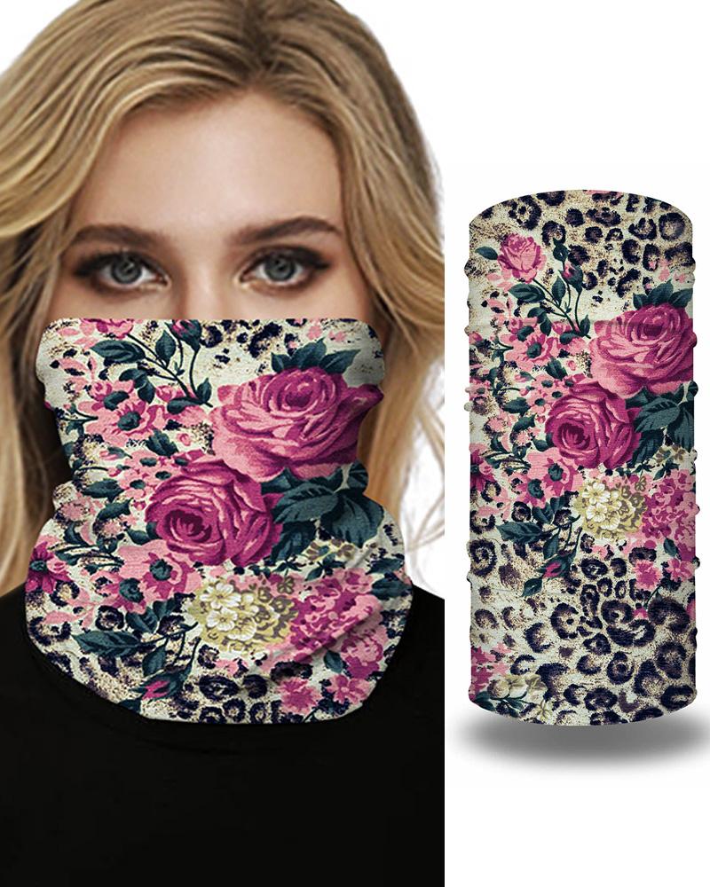 

Floral Print Breathable Face Bandana Magic Scarf Headwrap Balaclava, Pink