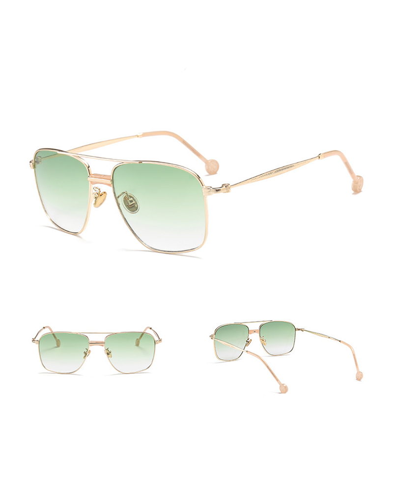 

Square Metal Frame Flexible Sunglasses, Green