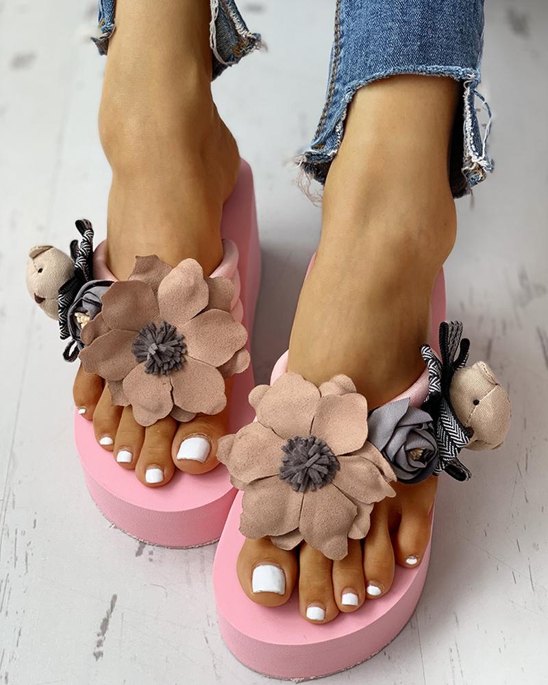floral toe post sandals