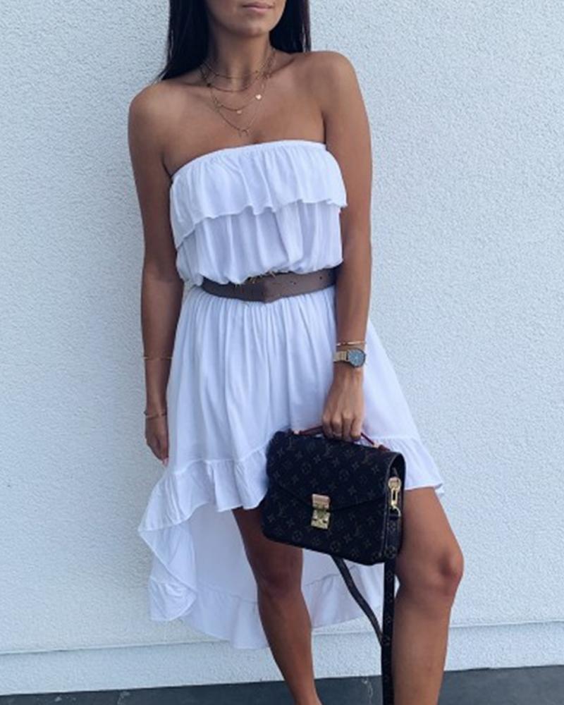 

Off Shoulder High Low Dress, White