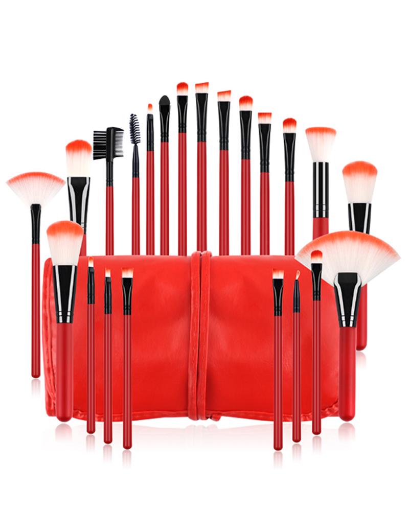 

22PCS Handle Makeup Brush Set, Red