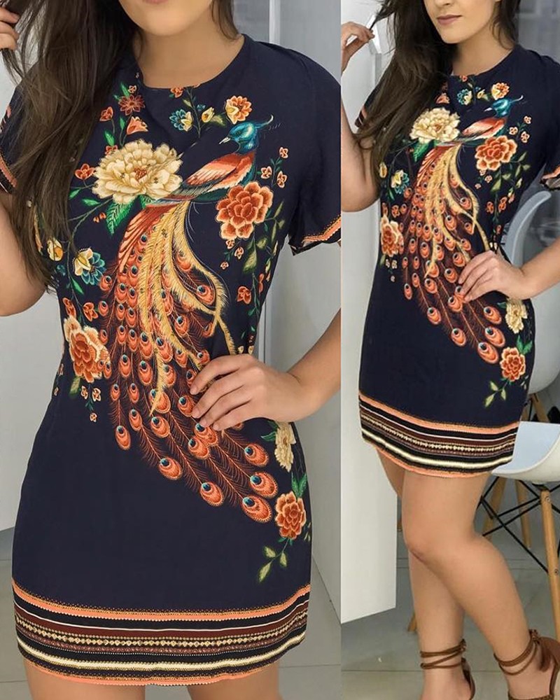 peacocks floral dress