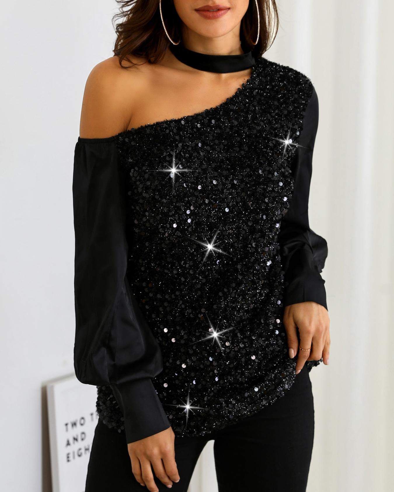 sequin choker top