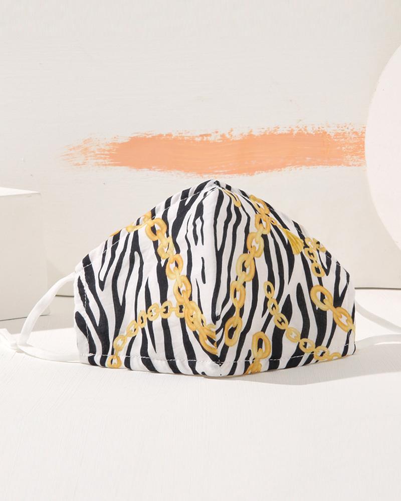 

Cheetah / Chain / Scarf / Zebra Striped Print PM2.5 Filter Face Mask, Style5