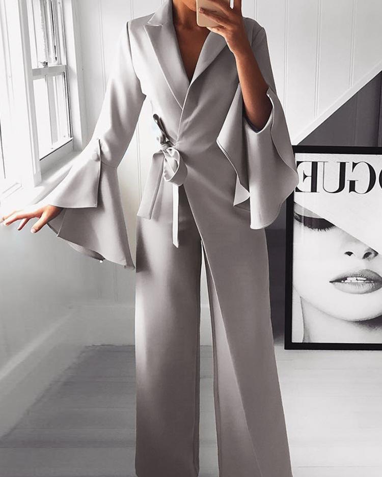 wide leg jumpsuit with blazer